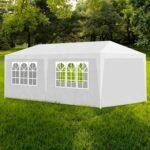 3m x 6m Gazebo Party Tent Event Marquee Awning White Waterproof UV Resistant Canopy Outdoor Wedding Garden Shelter with Steel Frame for Camping Celebrations and Gatherings