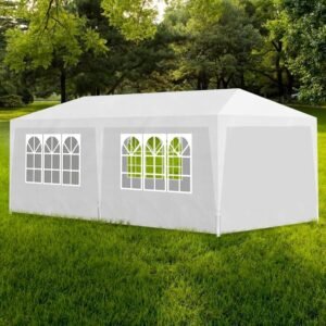 3m x 6m Gazebo Party Tent Event Marquee Awning White Waterproof UV Resistant Canopy Outdoor Wedding Garden Shelter with Steel Frame for Camping Celebrations and Gatherings