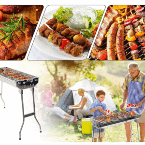 Portable Foldable Stainless Steel Barbecue Grill for Outdoor Cooking and Camping
