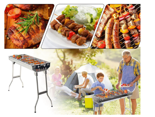 Portable Foldable Stainless Steel Barbecue Grill for Outdoor Cooking and Camping