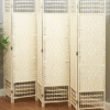 Foldable Wicker Room Divider, 6 Panel Privacy Screen with Adjustable Panels