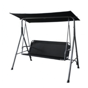 Garden Swing Hammock 3-Seater Chair, Black, with Canopy for Patio, Lawn, or Backyard Relaxation
