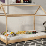 Solid Pine Timber Kids Wooden Single Bedless House Frame