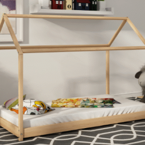 Solid Pine Timber Kids Wooden Single Bedless House Frame
