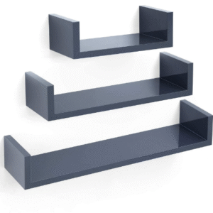 Set of 3 Floating Wall Shelves, Grey
