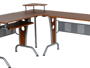 Corner Computer Desk with Keyboard Tray, Space-Saving L-Shaped Desk for Home Office and Workstation