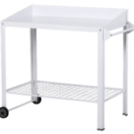 Garden Potting Table Push Cart with Wheels, Storage Shelves, and Durable Work Surface for Outdoor Gardening