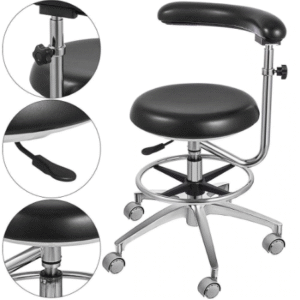 PU Leather Assistant Stool/Chair With 360 Degree Rotation, Armrest, Adjustable Height