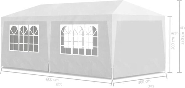 3m x 6m Gazebo Party Tent Event Marquee Awning White Waterproof UV Resistant Canopy Outdoor Wedding Garden Shelter with Steel Frame for Camping Celebrations and Gatherings - Image 10