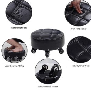 Mobile Small Round Stool With Swivel 5 Wheels