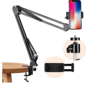 Overhead Tripod Mount Articulating Arm Phone Holder Video