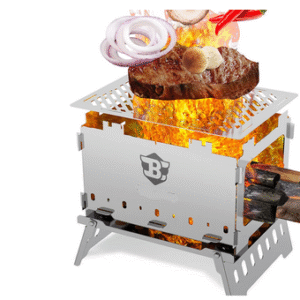 Camping Wood Stove Stainless Steel Foldable Mini Charcoal Grill Outdoor Stove Barbecue Grill for Camping Garden Outdoor