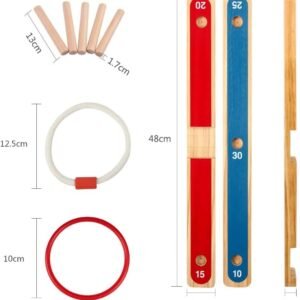 Ring Toss Game for Kids and Adults, 5 Pcs Wooden Rope Quoits