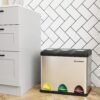 Kitchen Waste Bin 3-in-1 24 Litre Rubbish Separator Pedal Bin Metal Waste