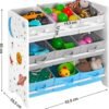 Children's Room Shelf Toy Organizer Bookcase with 9 Storage Boxes, Kids Room Storage Unit, Multi-Compartment Book and Toy Organizer for Toddlers