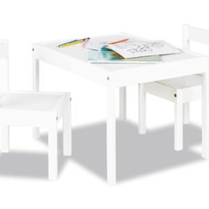 Children's 3-Piece Wooden Seating Set, Kid's Table and Chairs Set, Durable Wood Furniture for Playroom and Bedroom