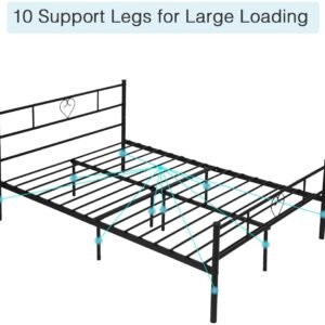 Metal Bed with Headboard Bed Frame