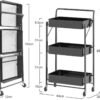 Foldable Tool and Kitchen Trolley with Storage Shelves and Wheels for Easy Mobility and Organization