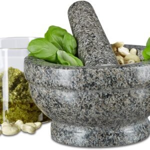 Granite Pestle and Mortar 17 cm Diameter for Spice Grinding, Herb Crushing, and Kitchen Use