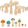 Pack of 9 Wooden Mushrooms
