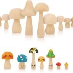 Pack of 9 Wooden Mushrooms