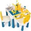 Children's Table with 2 Chairs, 163-Piece Building Blocks Set, Multifunctional Activity Set for Nursery and Kids Room