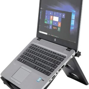 Easy Riser Portable Ergonomic Laptop Cooling Stand, designed for comfort and better airflow. Adjustable height for improved posture and cooling while working or gaming on your laptop.