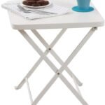 Folding Metal Square Small Side End Table, Compact Snack Table for Living Room or Bedroom