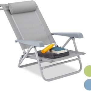 Folding Deck Chair with Neck Cushion for Comfortable Outdoor Relaxation