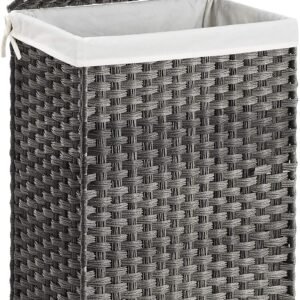 Hand Woven Laundry Hamper Basket with Lid, Durable Storage Solution for Clothes and Home Organization