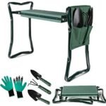 Garden Kneeler Seat 2-in-1 Folding Bench with Cushioned Pad and Side Pockets for Easy Gardening