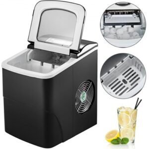 Black Ice Cube Maker Automatic Machine â€“ 26 lbs Capacity for Home or Commercial Use