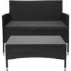 Dark Grey Poly-Rattan Furniture Set for Balcony and Garden, Outdoor Patio Seating with Cushions and Stylish Design