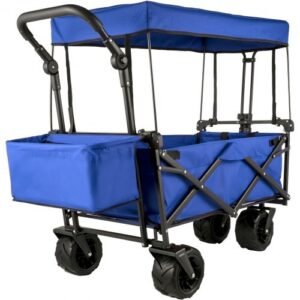 Collapsible Camping Folding Wagon Cart, Portable Outdoor Utility Cart with Heavy-Duty Wheels for Shopping, Beach, and Garden Use