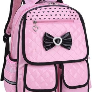 Pink Leather Backpack For Teenage Girls