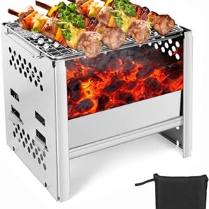 Portable Camping Stove with Grill Gate and Storage Bag