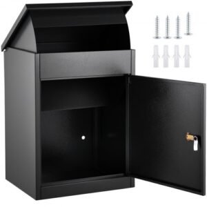 Gray Drop Box Package Parcel Locker with Lockable Cabinets for Secure Delivery and Weatherproof Storage