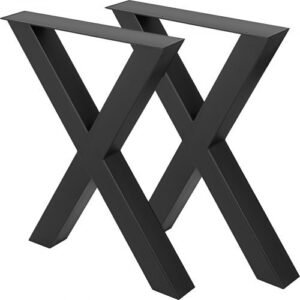 Black Steel Bench and Table Worktop Legs with X-Frame Design â€“ 28.4 x 31.1 Inches for Durable Furniture Support