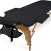 Folding 2-Zone Massage Table with Armrests, Adjustable Height, and Portable Design - Black