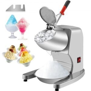 Ice Shaver Maker Electric Ice Crusher 300W Silver Snow Cone Machine, Produces 210lbs of Ice Per Hour for Refreshing Treats