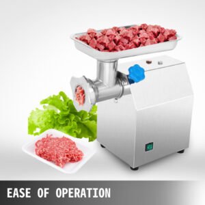 Commercial Electric Meat Grinder, 800W, 250kg/h Capacity, Stainless Steel, Ideal for Butcher Shops and Restaurants, Efficient and Easy to Clean.