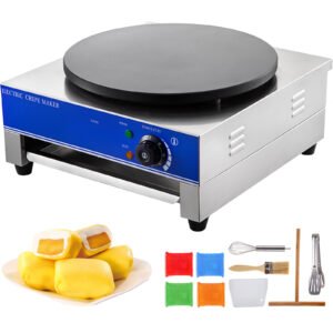 Commercial 3kW Electric Square Crepe Maker, High-Power Griddle, Adjustable Temperature, Non-Stick Surface, Easy to Clean, Ideal for Restaurants and Food Stalls.