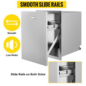 Outdoor kitchen BBQ Island with Pull Out Trash Drawer, 17.7" x 22.8" Trash Bin, Stainless