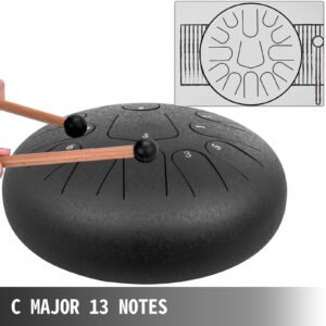13-Note 12" Black Steel Tank Drum â€“ Steel Tongue Percussion Instrument for Melodic Play