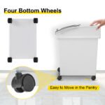 Flour Bins on Wheels, 5.5 Gallon (40L) Capacity, Set of 3, Mobile Ingredient Storage Bins with Airtight Lids