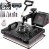 12 x 15 Inch Heat Press Machine - 8-in-1 360Â° Rotation Swing Away Black Heat Press, 1000W Sublimation Machine for Shirt Printing and Dual Functionality