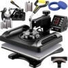 Heat Press Machine 8-in-1 Heat Press Set, 12x15-inch Sublimation Press Machine for T-Shirts, Mugs, Hats, and Custom Transfers