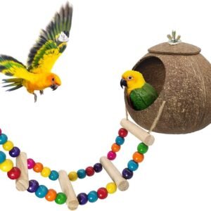 Coconut Shell Climbing Nest, Bird House for Ornamental Birds, Natural Coconut Habitat for Birds