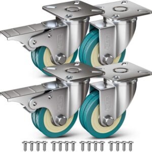 Castor Wheels 50mm with Screws â€“ Heavy Duty 200KG Load Capacity for Furniture, Trolleys, and Equipment
