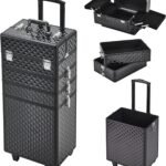Professional Aluminum Rolling Vanity Cosmetic Case with 4 in 1 Makeup Trolley